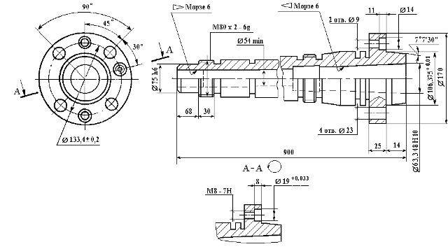 Посадочные и присоединительные базы станка 16В20